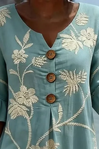 Linda | Embroidered Botanical Midi Dress