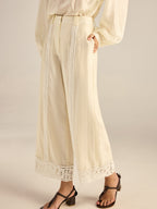 Crochet Tencel Wide-Leg Pants
