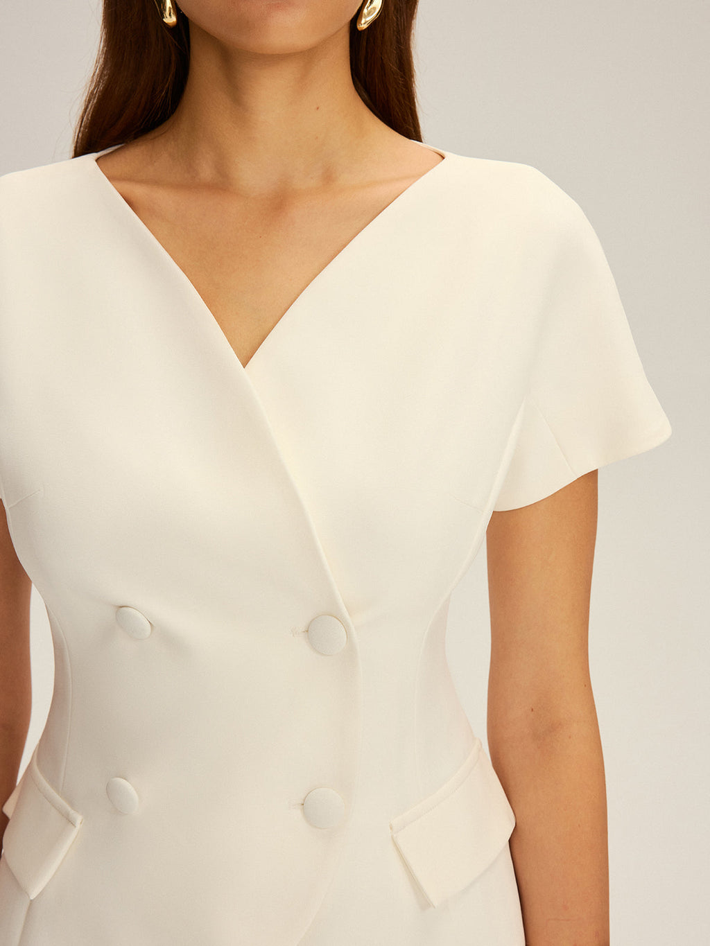Double-Breasted Short-Sleeve Blazer