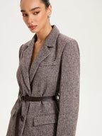 Belted Houndstooth Blazer