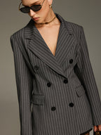 Pinstripe Double-Breasted Blazer