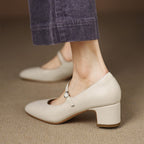 Corinne Leather Round-Toe Mary Jane