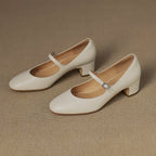 Corinne Leather Round-Toe Mary Jane