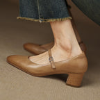 Corinne Leather Round-Toe Mary Jane