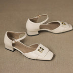 Elvane Buckle Leather Mary-Janes