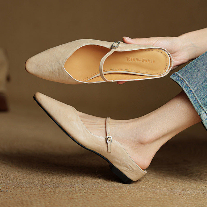Talia Genuine Leather Mules
