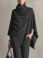 Sarina™ Elegant Drape Two-Piece Set | Flowing Top and Wide-Leg Trousers