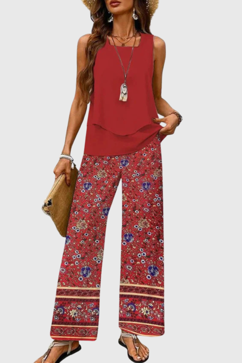 Ovelynra™ | Sleeveless Top And Wide-Leg Pants Set