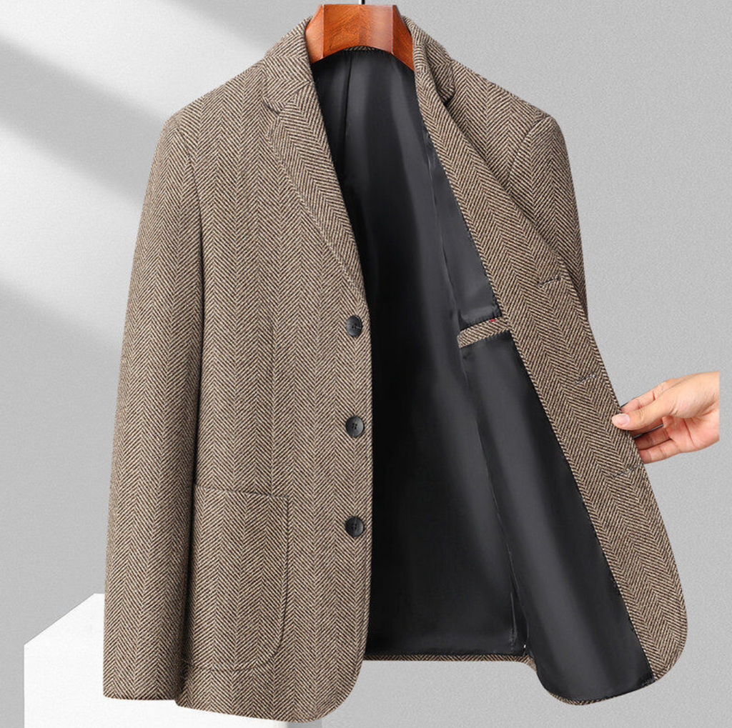 HERRINGBONE WOOL BLAZER