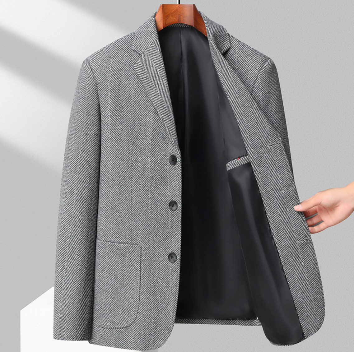 HERRINGBONE WOOL BLAZER