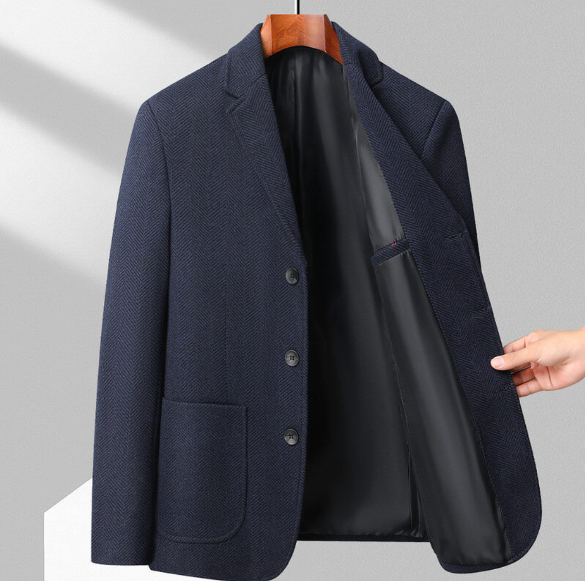 HERRINGBONE WOOL BLAZER