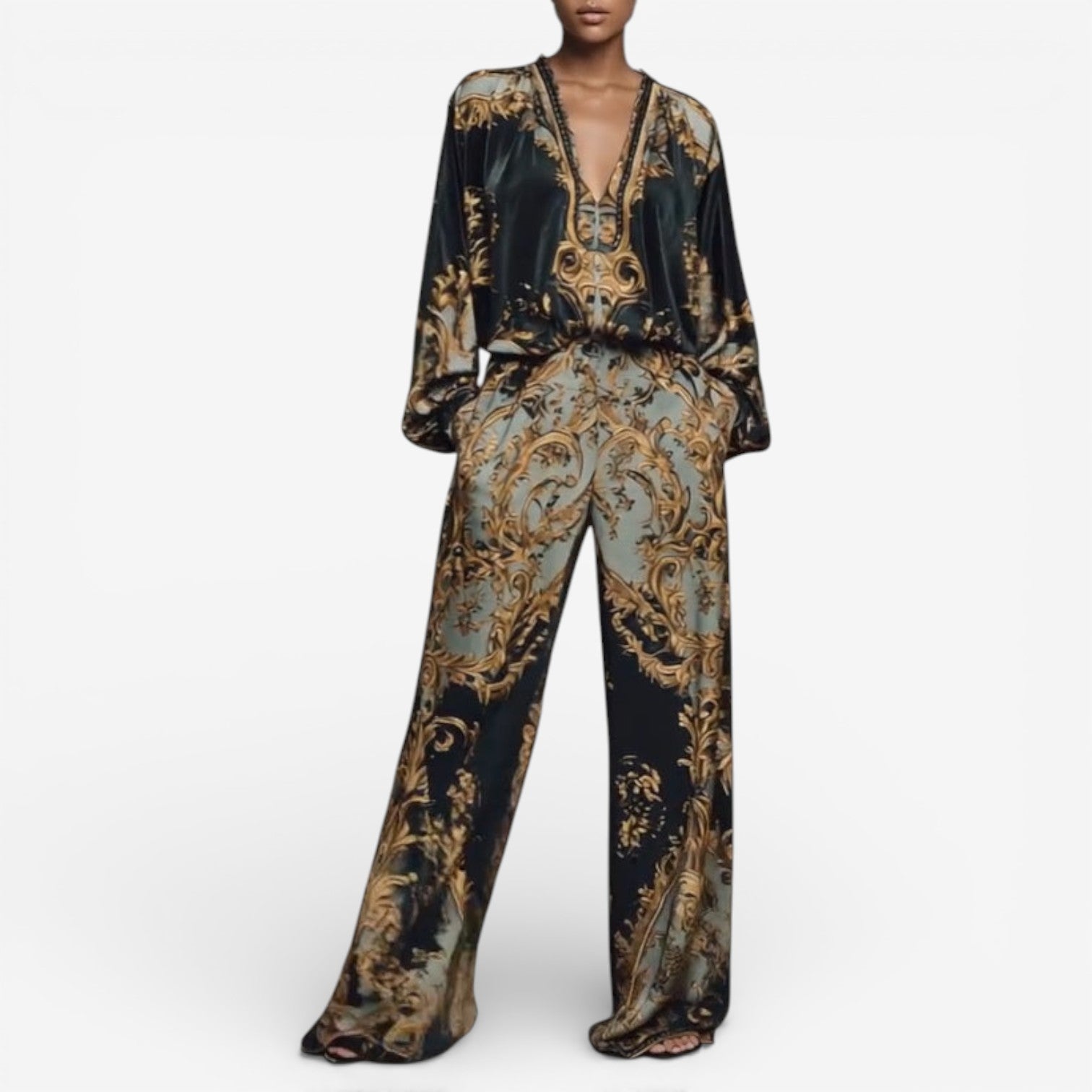 Maureen™ Elegant Printed Set | Ornate Fluid Co-Ord