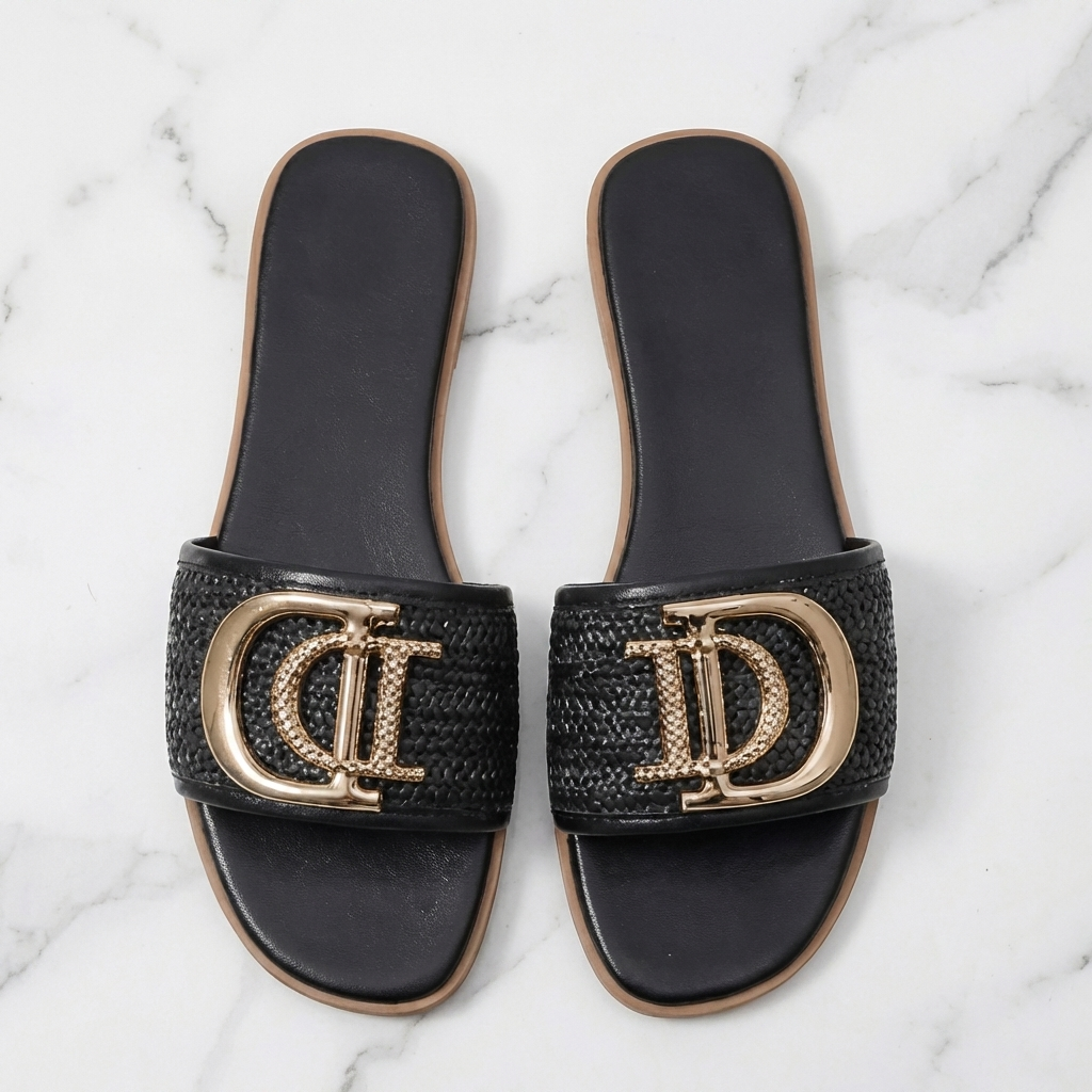 D’Or Leather Slides