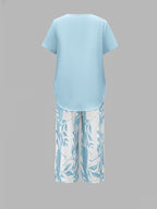Avy™ | Casual Leaf Print Two-Piece Set