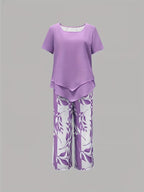 Avy™ | Casual Leaf Print Two-Piece Set
