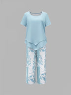 Avy™ | Casual Leaf Print Two-Piece Set